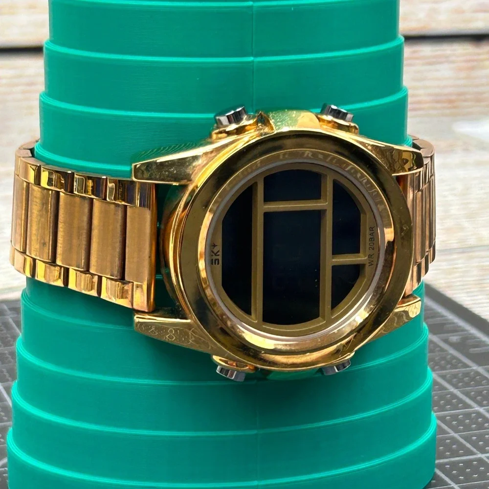 Sky Marine Digital‎ Watch Gold Tone Stainless Steel Tested Working